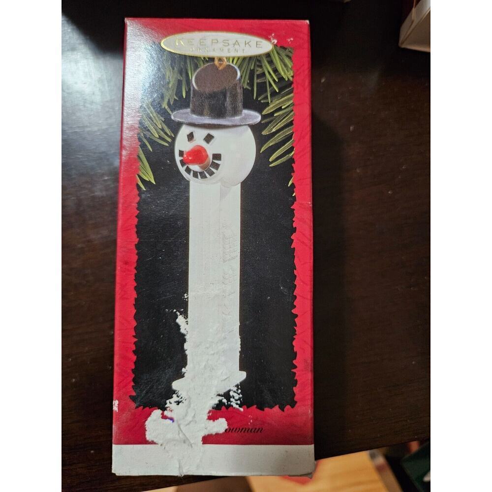 Vintage 1996 Keepsake Hallmark PEZ Candy Dispenser Snowman Ornament